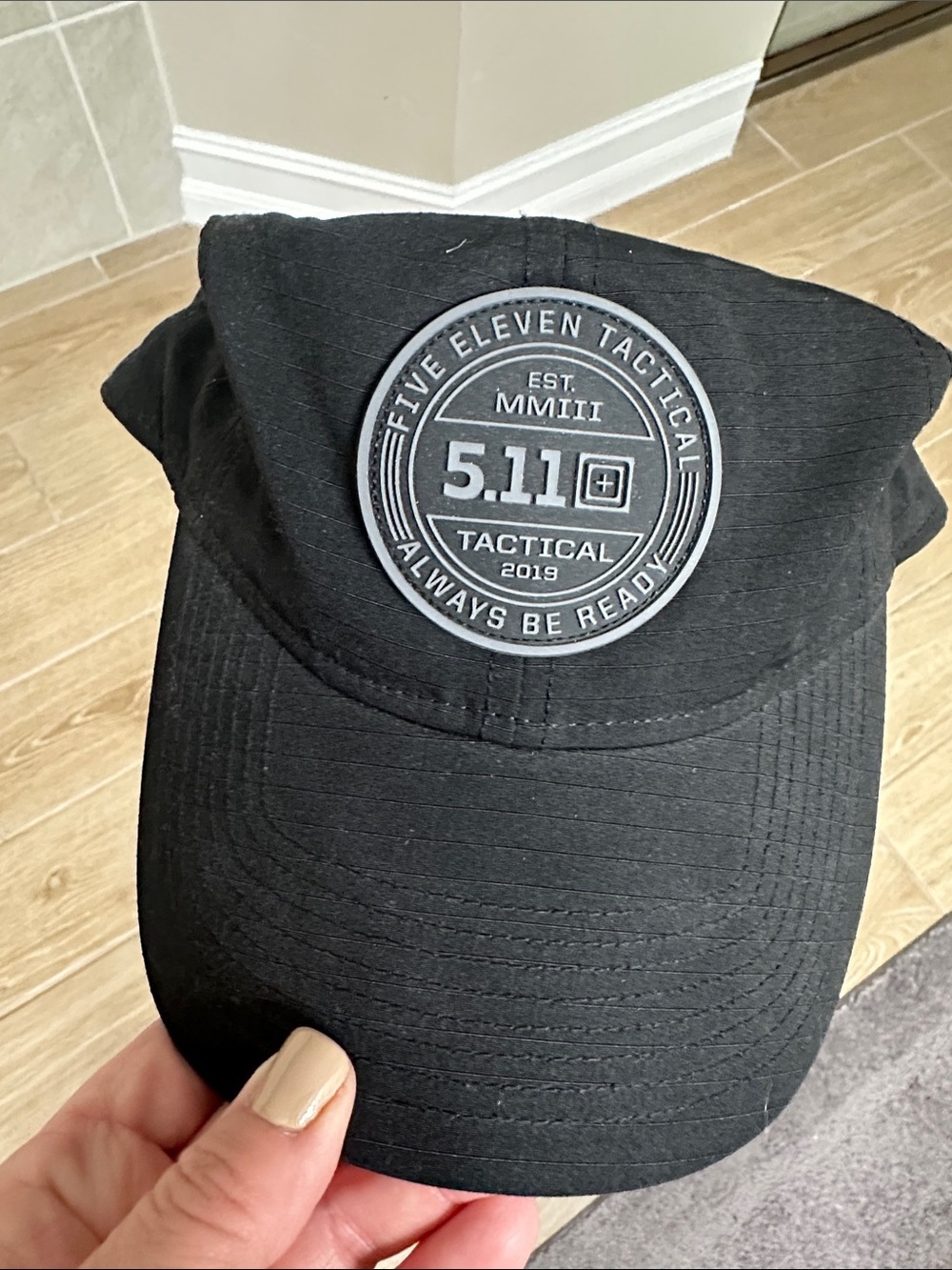5.11 Tactical Black Cap with Grey Logo Patch - Picture 2 of 6